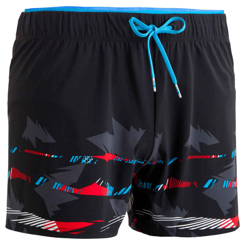 150 MEN'S SHORT SWIM SHORTS - BLACK/RED