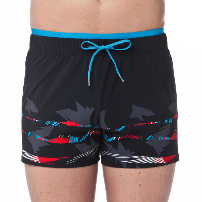 red black swim shorts
