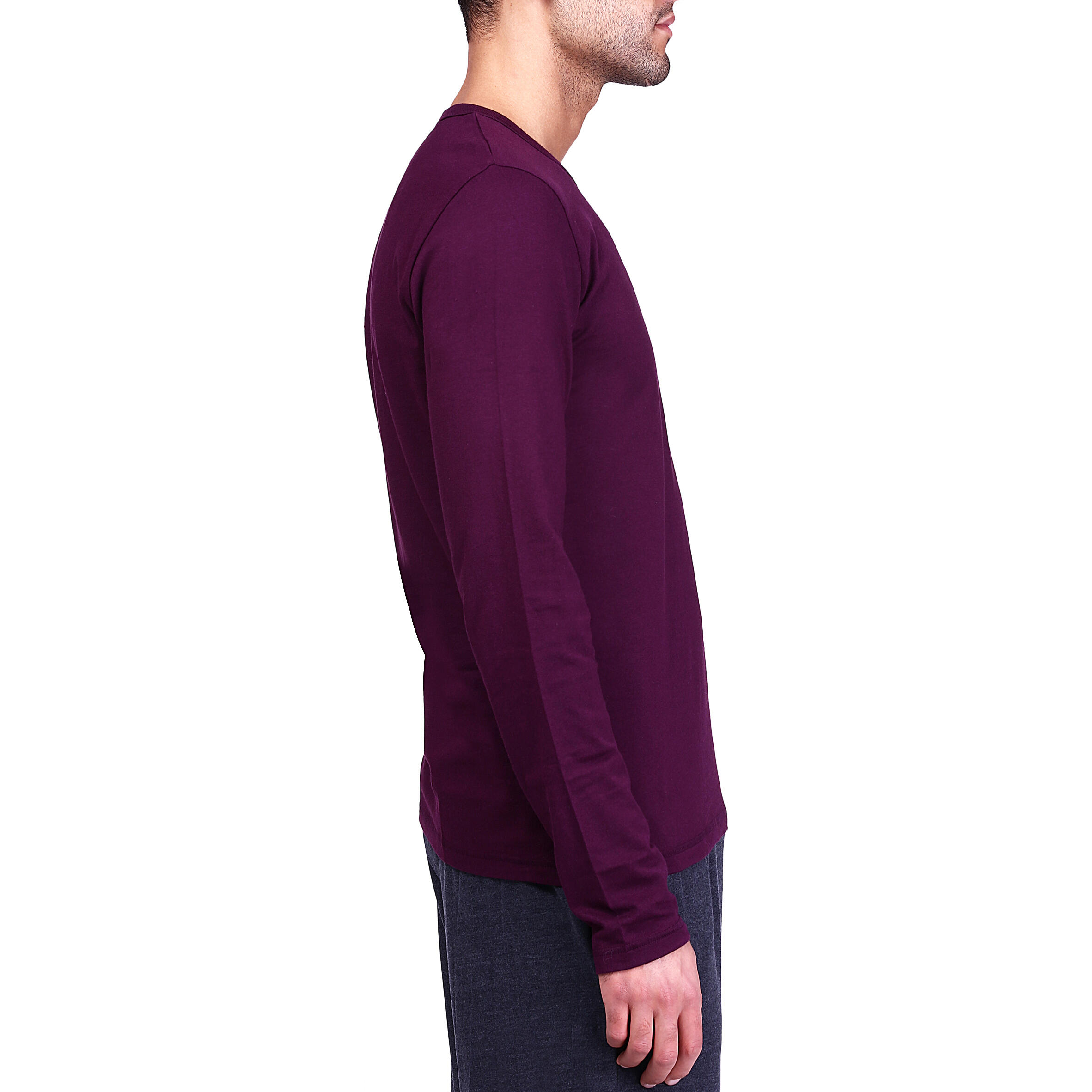 Gentle Gymnastics and Yoga Long-sleeved Organic-cotton T-shirt - Burgundy 3/9