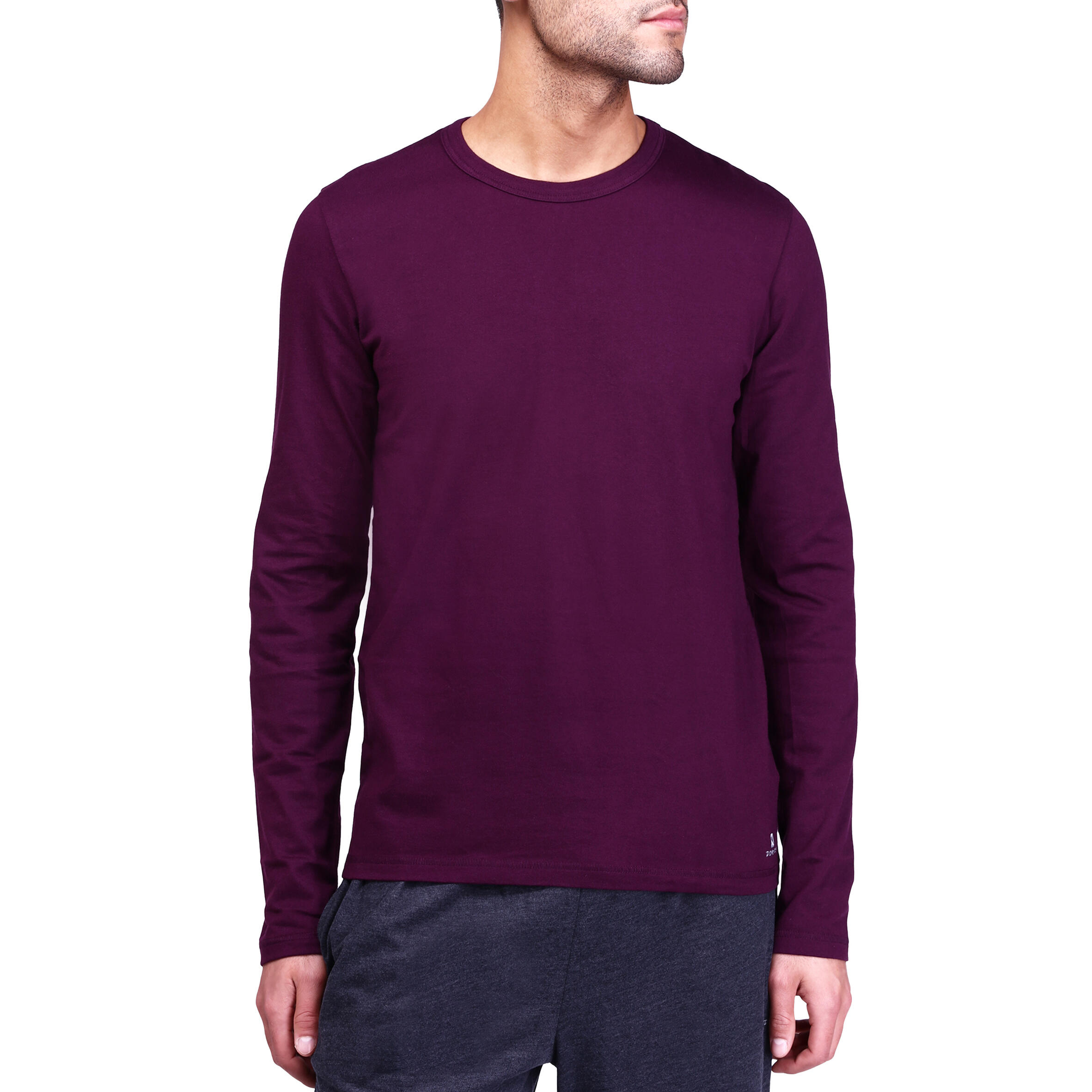 Gentle Gymnastics and Yoga Long-sleeved Organic-cotton T-shirt - Burgundy 2/9