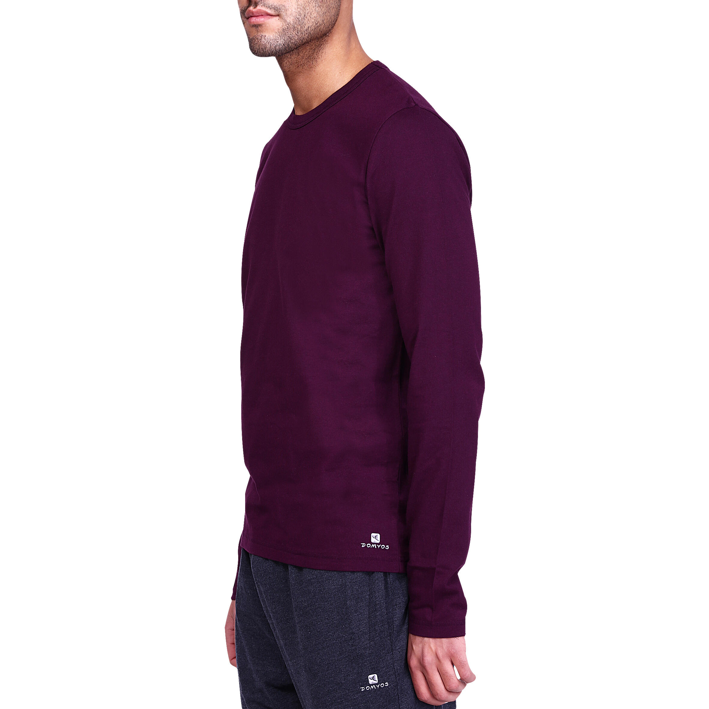 Gentle Gymnastics and Yoga Long-sleeved Organic-cotton T-shirt - Burgundy 5/9