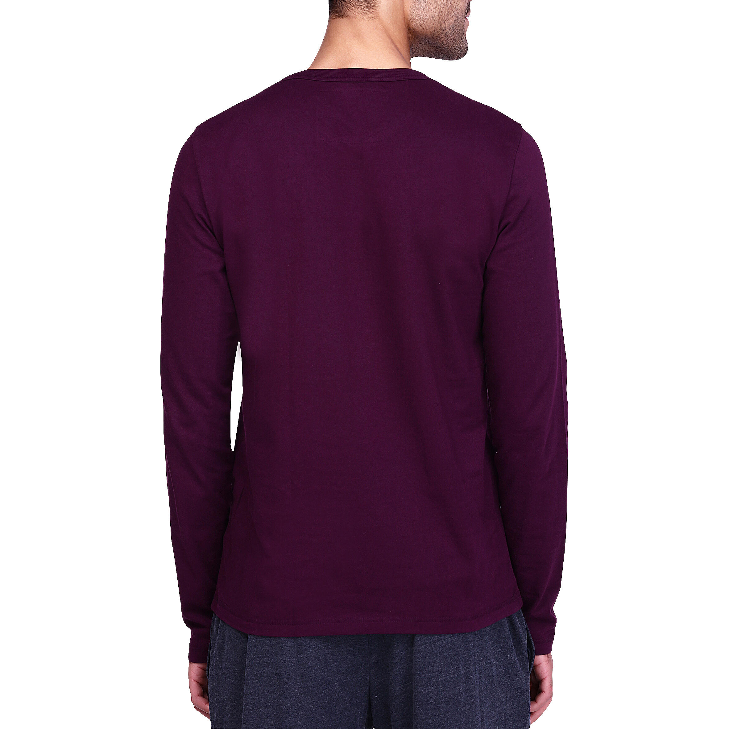 Gentle Gymnastics and Yoga Long-sleeved Organic-cotton T-shirt - Burgundy 4/9