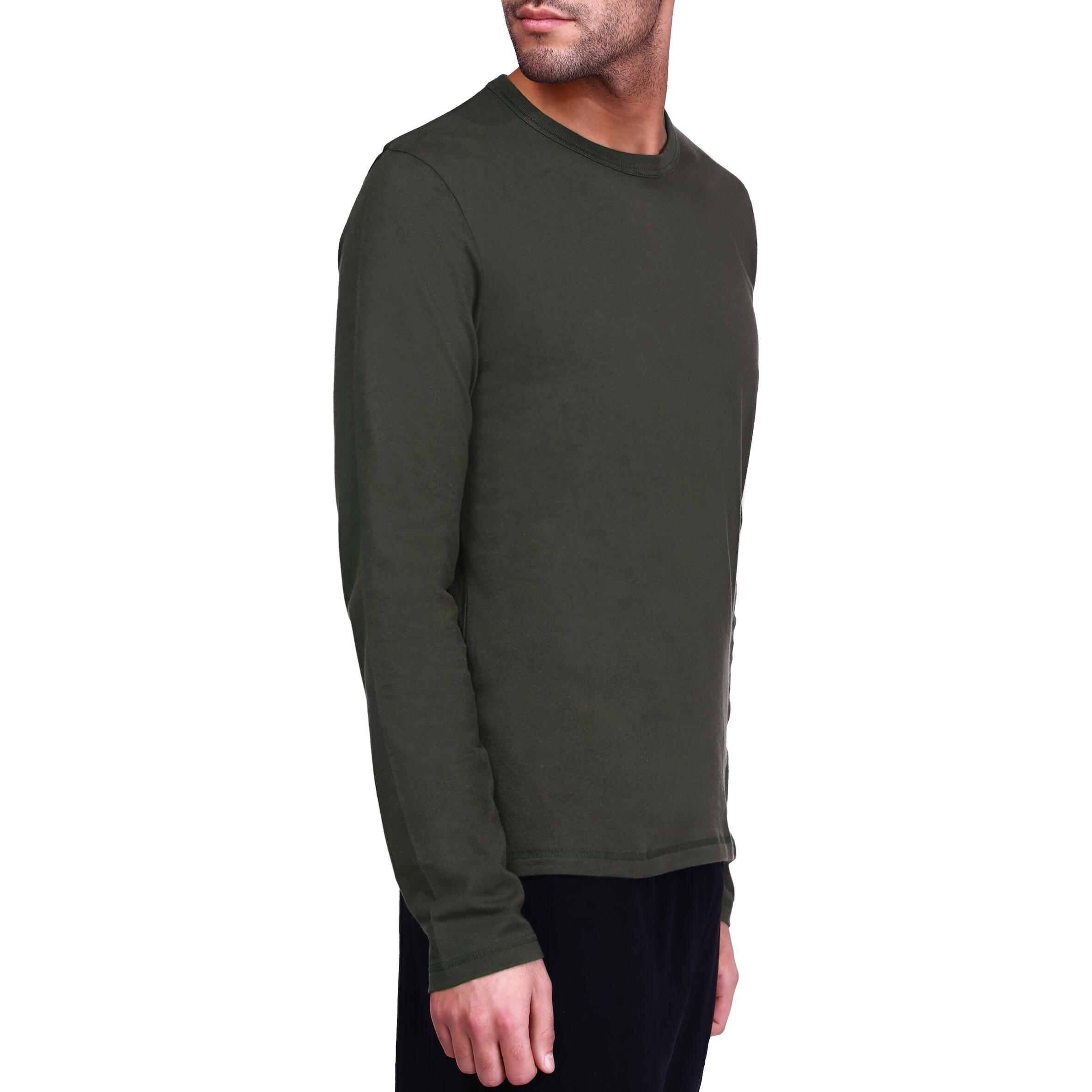 Essential Long-Sleeved Cotton Fitness T-Shirt - Khaki 3/10