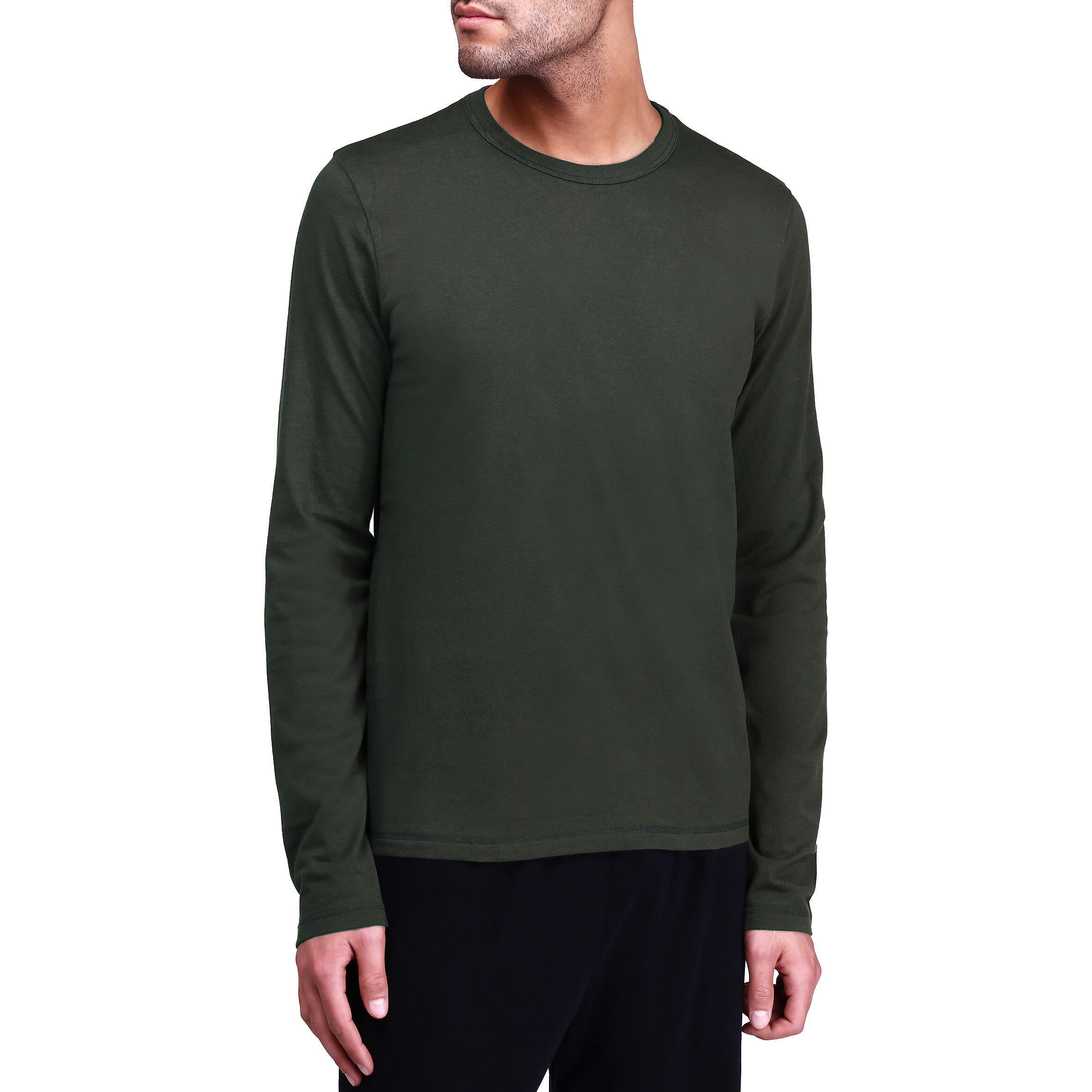 Essential Long-Sleeved Cotton Fitness T-Shirt - Khaki 2/10