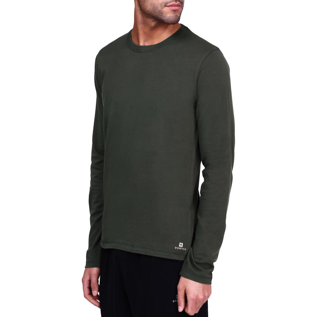 Langarmshirt Slim Fitness Baumwolle Rundhals Herren dunkelblau 