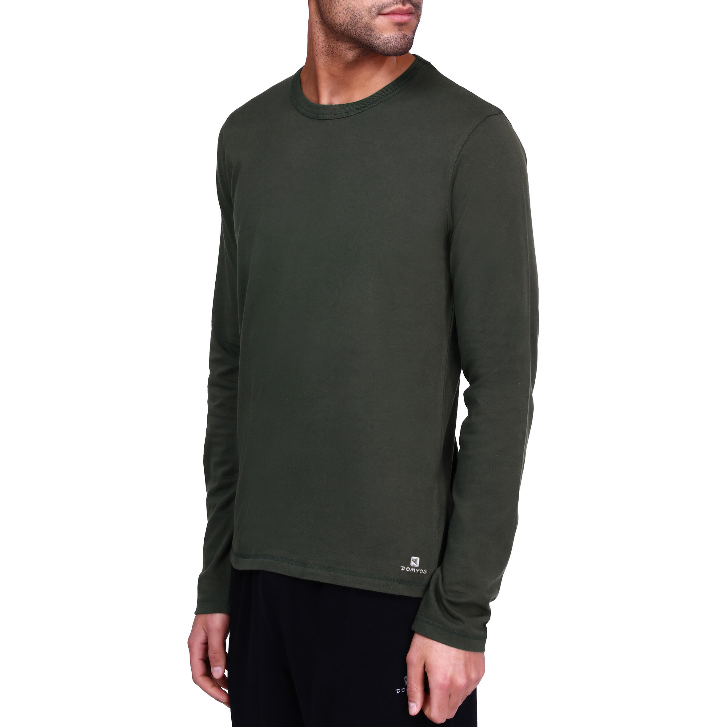 Essential Long-Sleeved Cotton Fitness T-Shirt - Khaki 5/10
