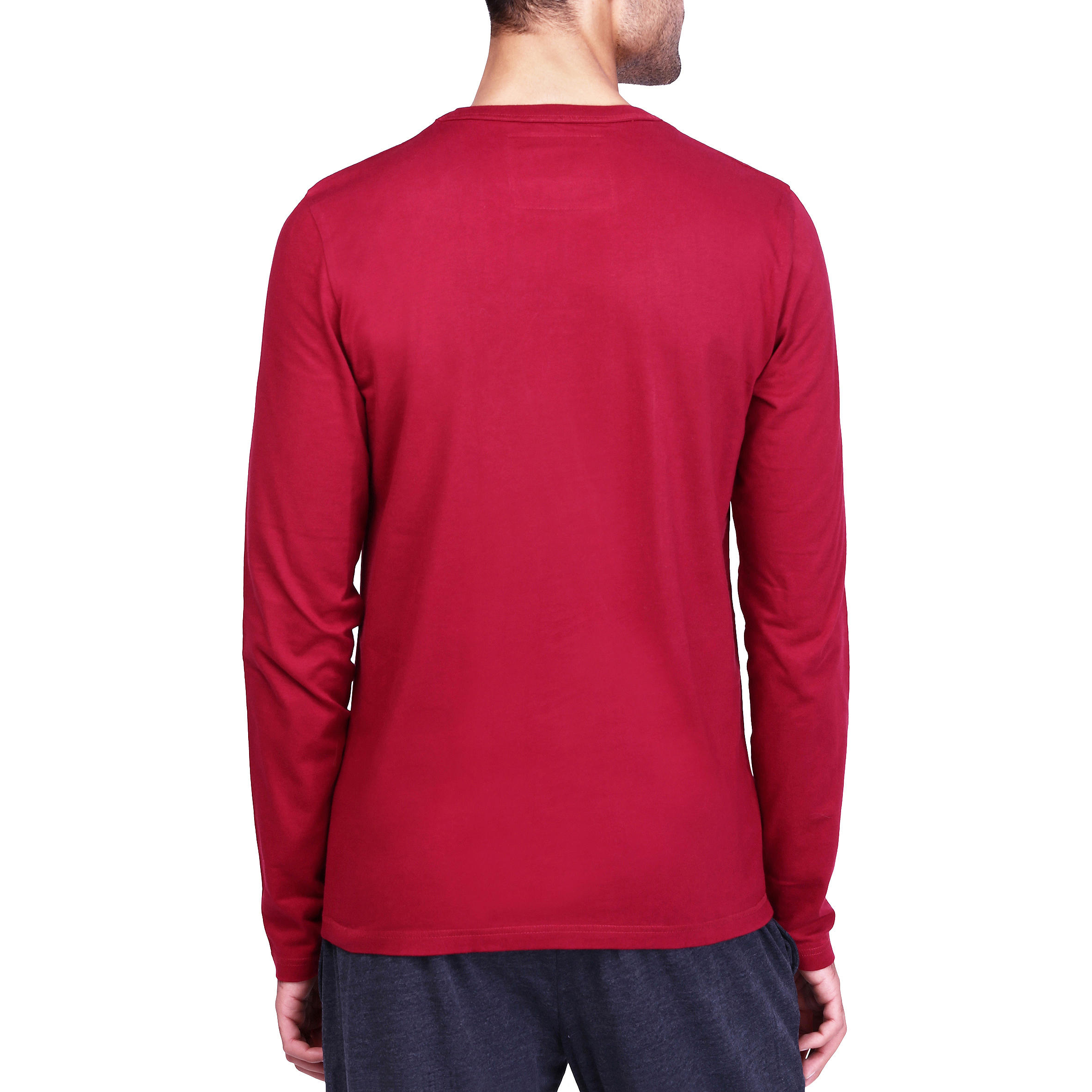 Essential Long-Sleeved Cotton Fitness T-Shirt - Burgundy 4/11