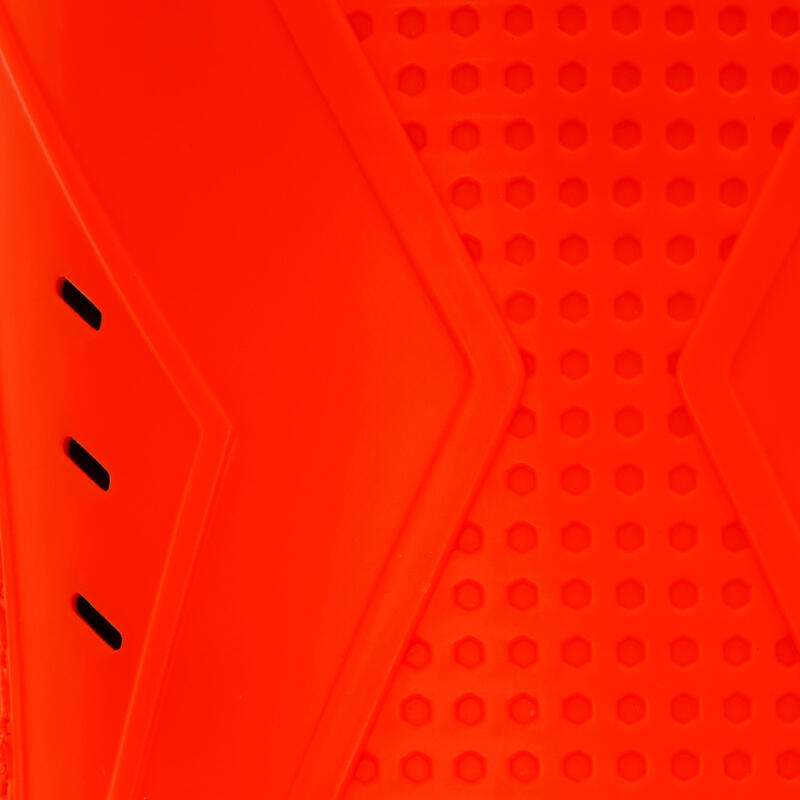 Protège-tibias de football F400 orange bleu