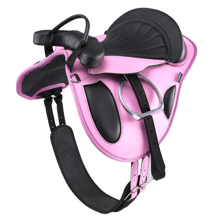 Initiation Synthetic Horse Riding Pony Saddle - Pink/Black