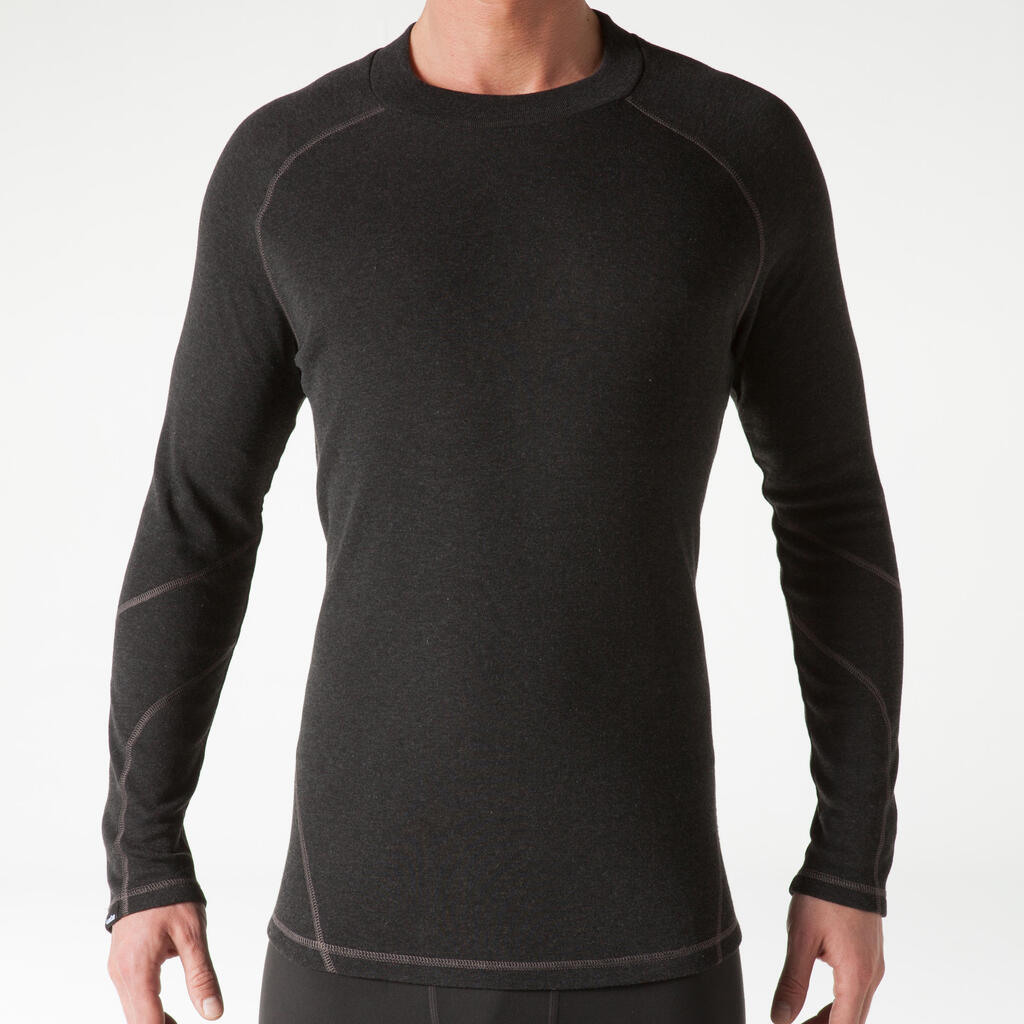 Wed'ze Simple Warm Men's Ski Base Layer - Black