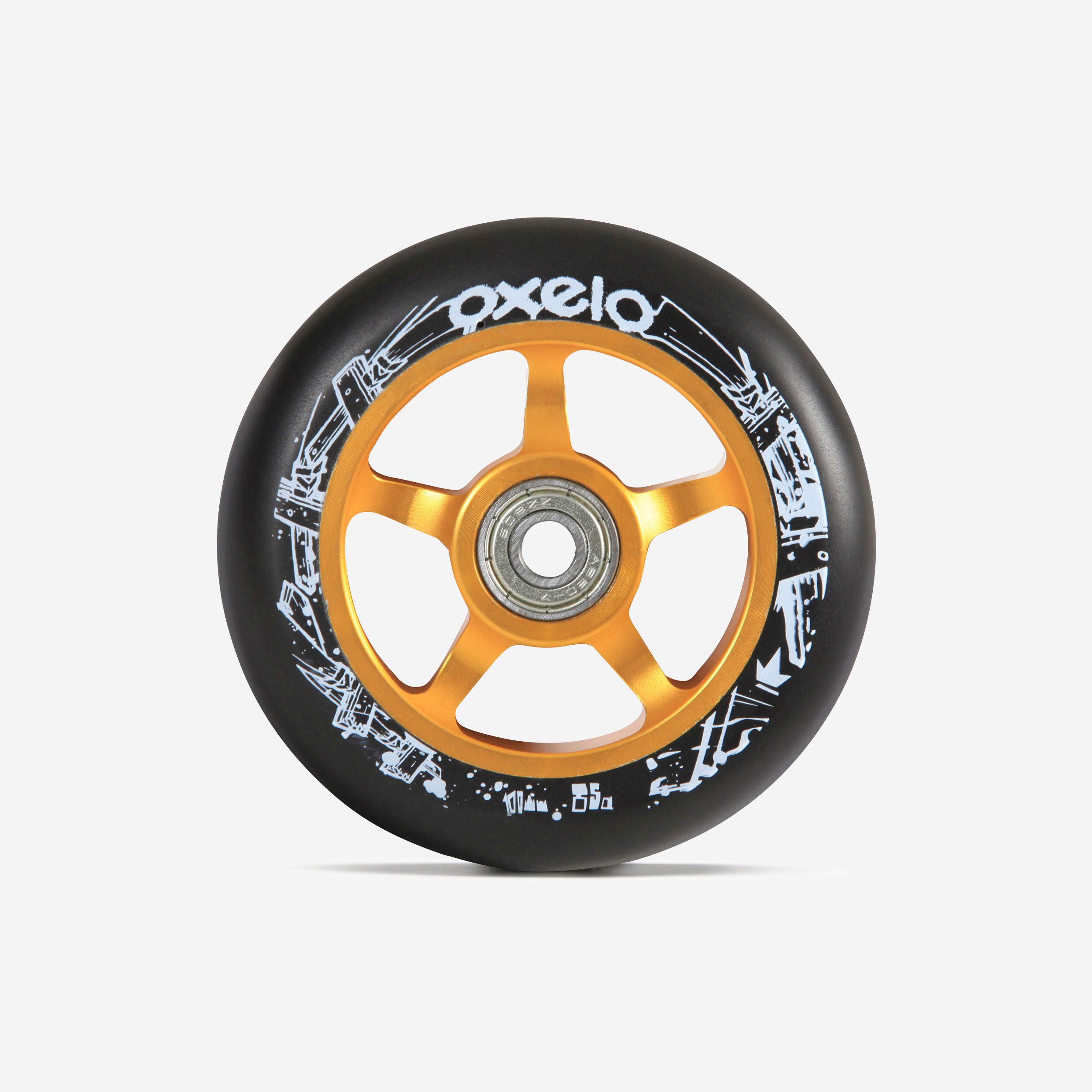 100mm Gold Alu Core Black PU Freestyle Scooter Wheel 1/1