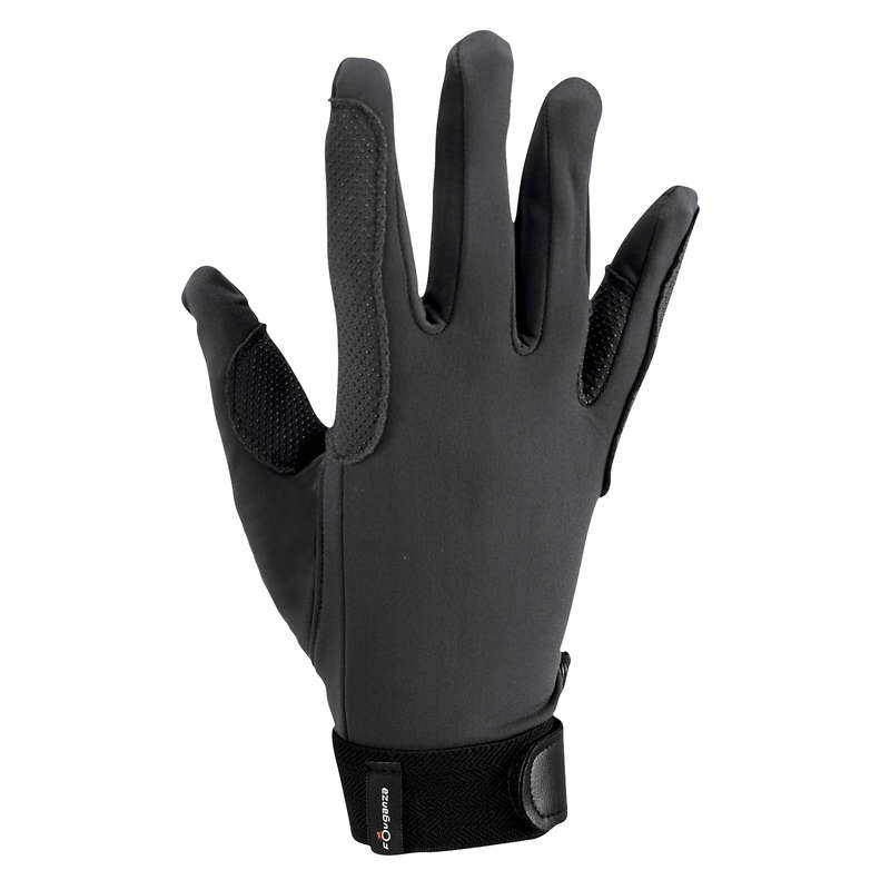 FOUGANZA Riding Adult Horse Riding Gloves - Black | Decathlon