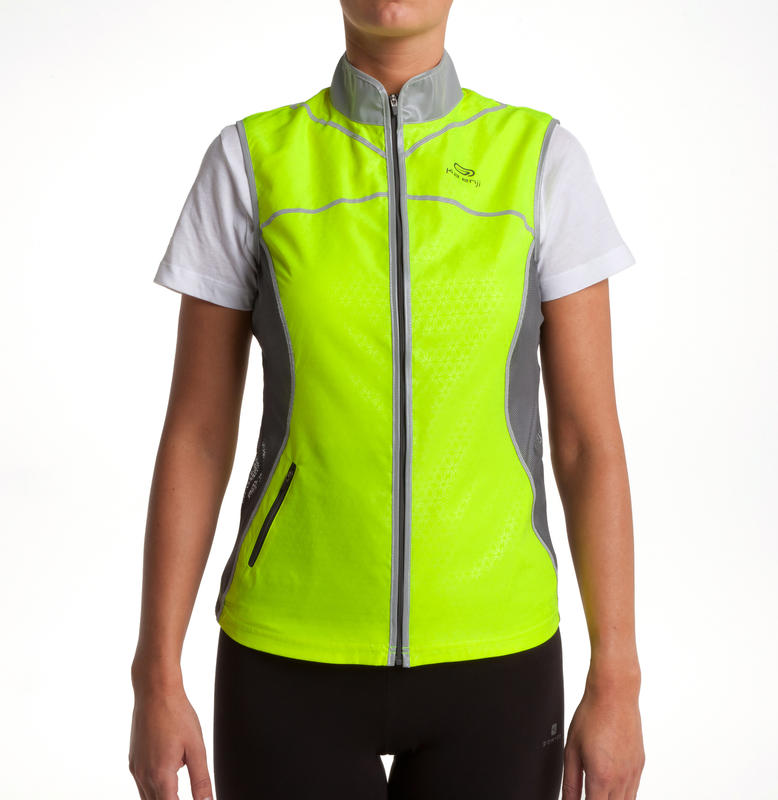 By Night Women's Windproof Running Gilet Flo. Yellow Decathlon