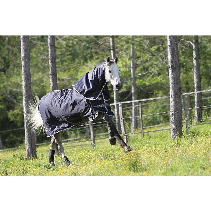 Neck cover équitation ALLWEATHER 300 bleu marine et gris - taille cheval