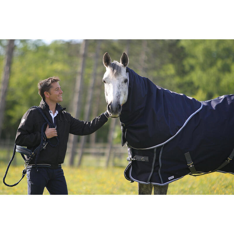 Neck cover équitation ALLWEATHER 300 bleu marine et gris - taille cheval