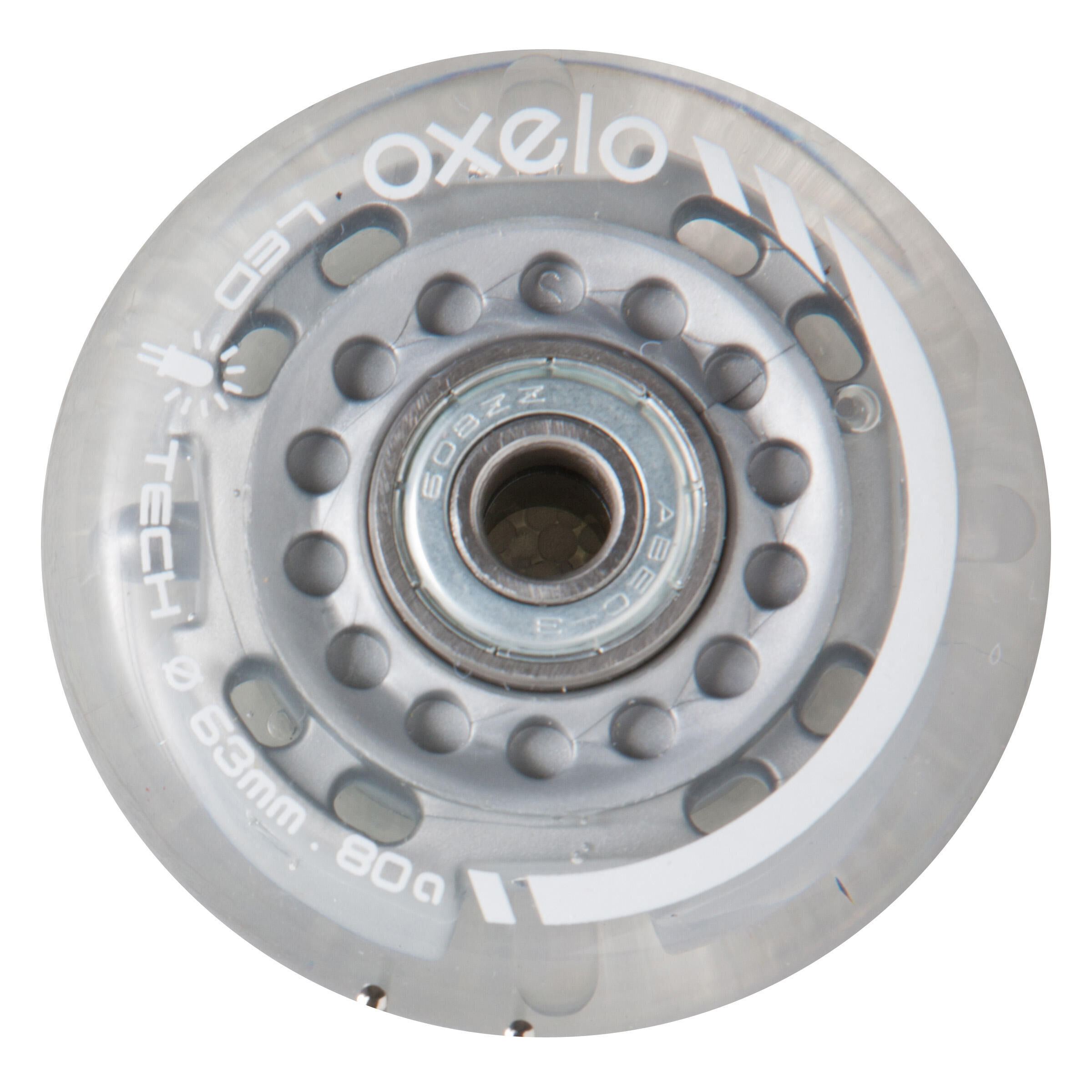 OXELO Set of 2 Light-Up 63 mm 80A Inline Skate Wheels + Bearings