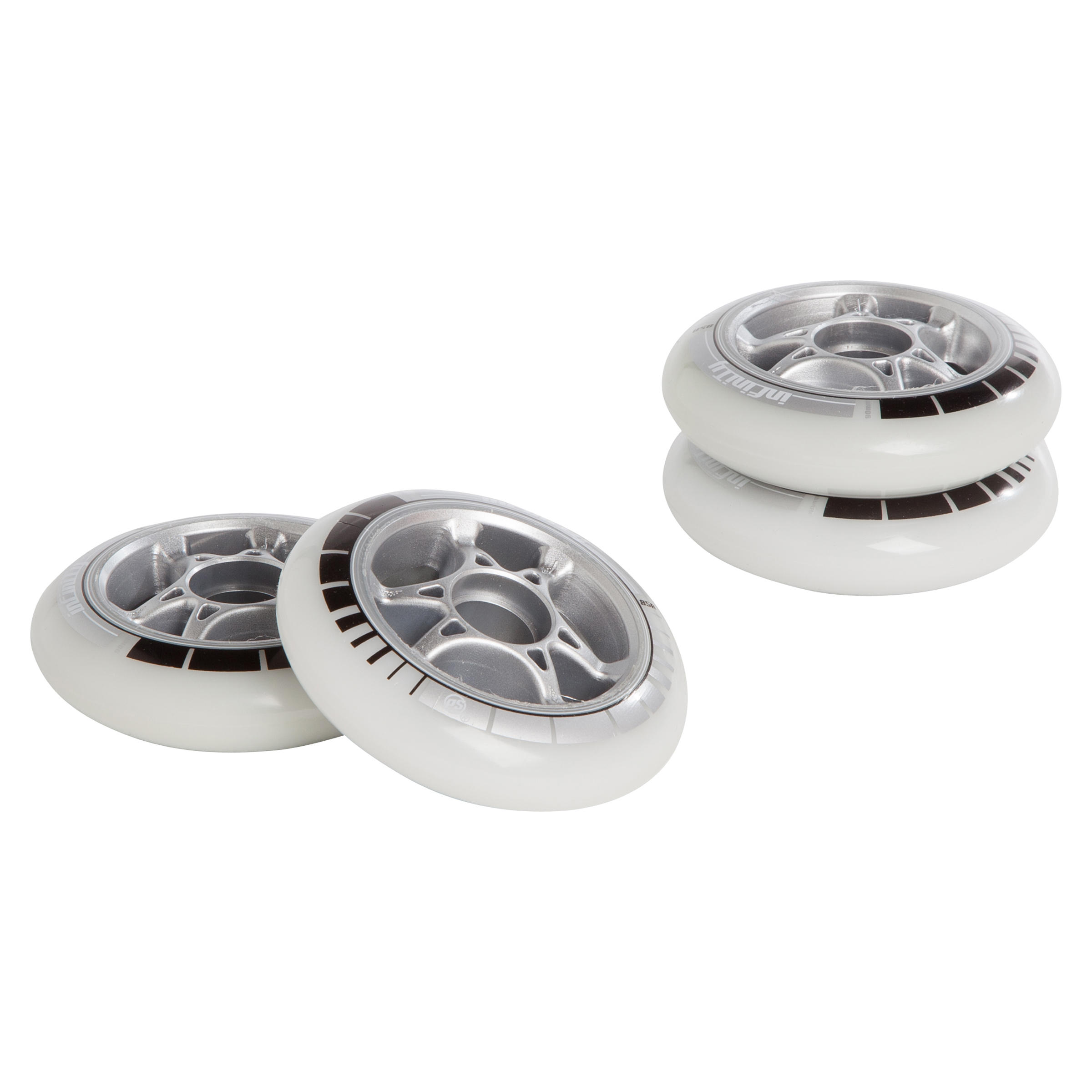 Infinity Adult Inline Skate Wheels 90 mm 85A 4-Pack - White 1/5