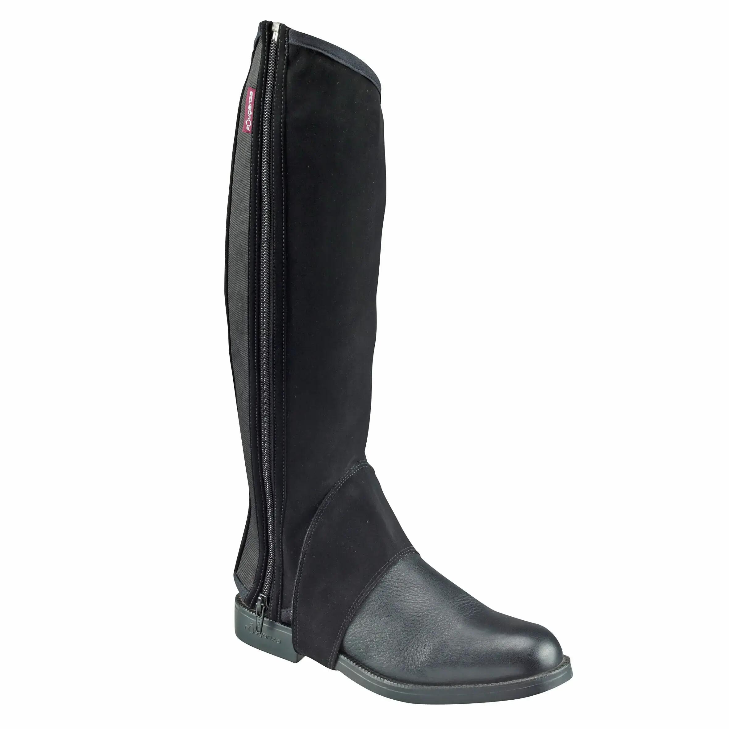 PU 300 adult horse riding half chaps - black 1/1