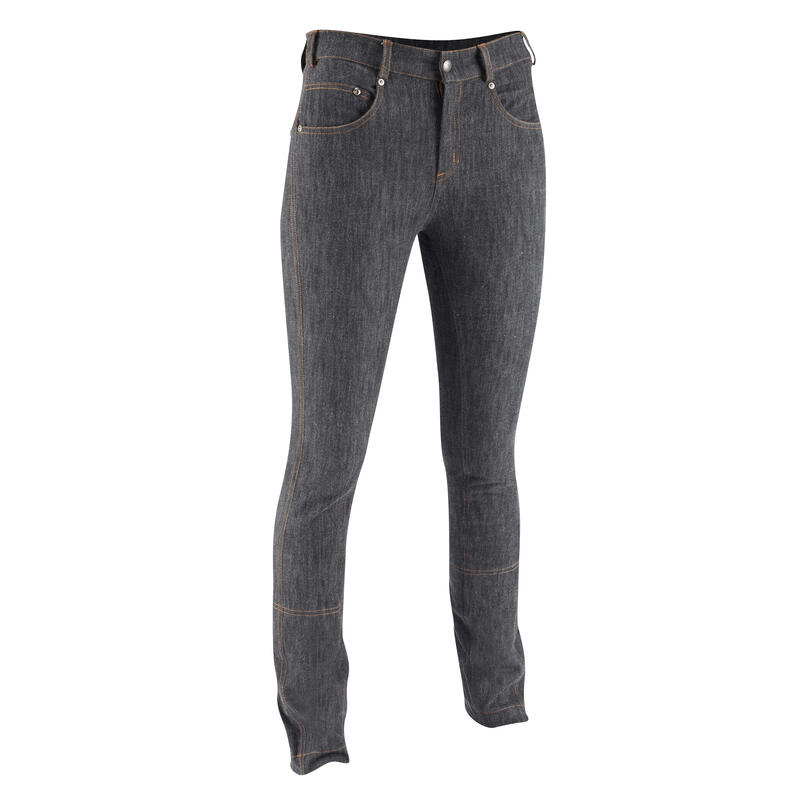 Pantalon équitation femme BAS DROIT jean gris