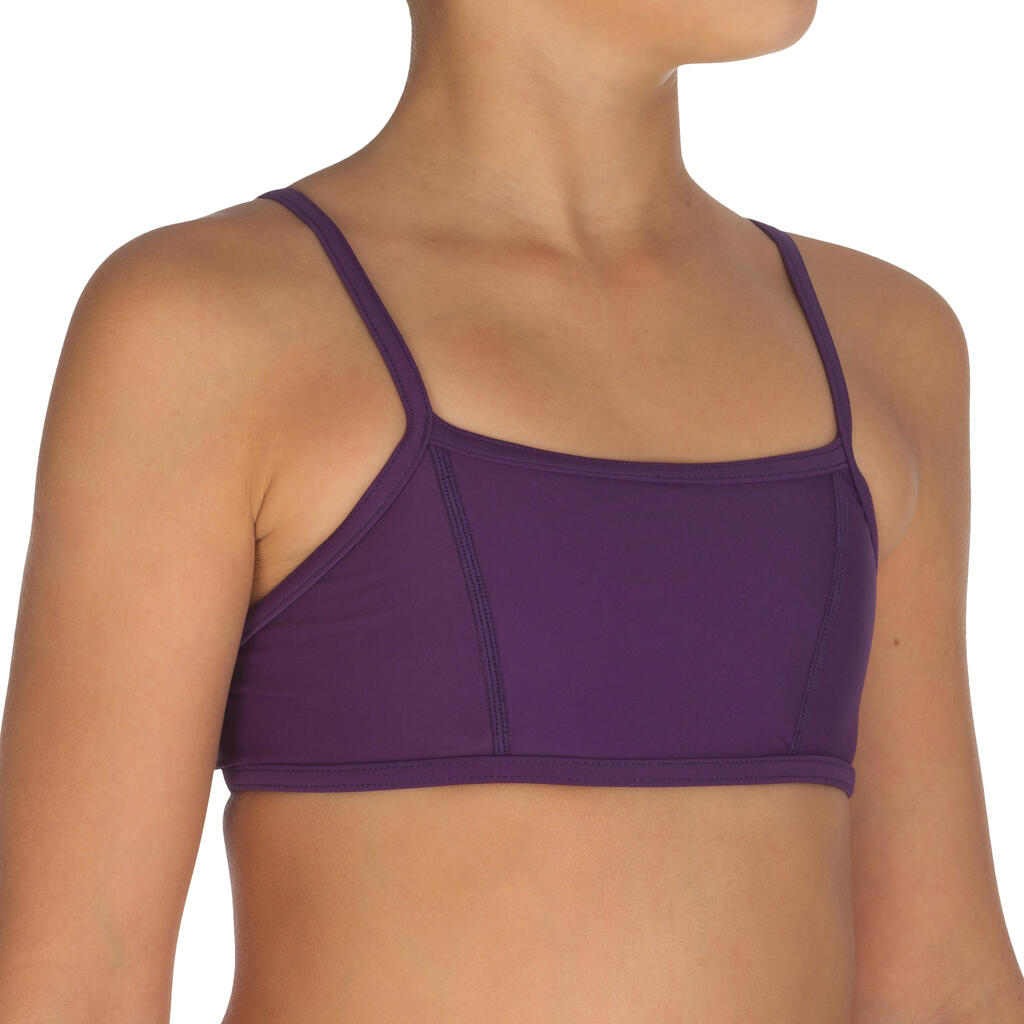 Girls' Two-Piece Crop Top Swimsuit - Purple