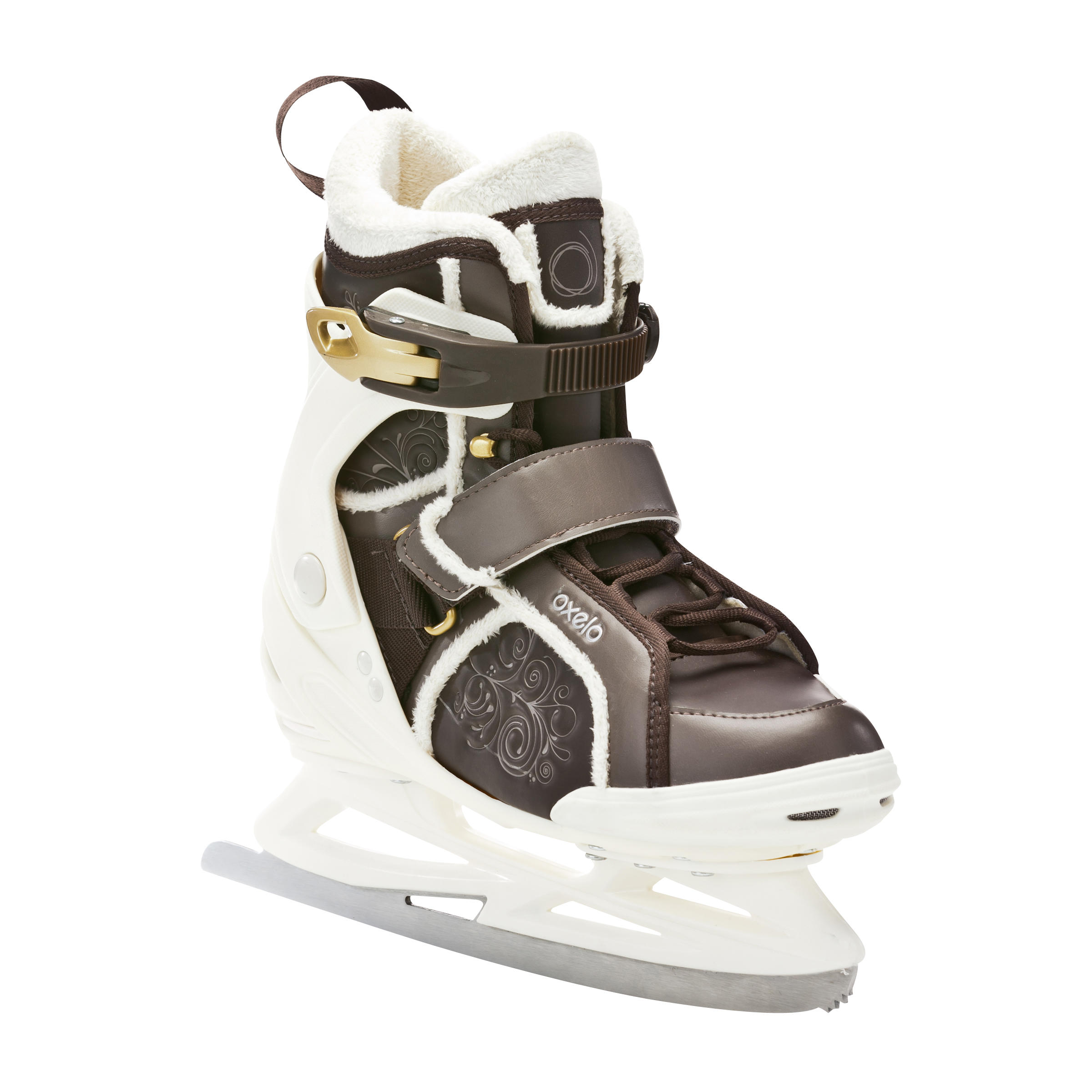 OXELO FIT5 SPIRAL women's ice skates - brown