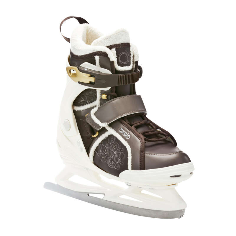 OXELO FIT5 SPIRAL women's ice skates brown Decathlon