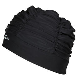 Bonnet de bain piscine natation en tissu extensible noir pour