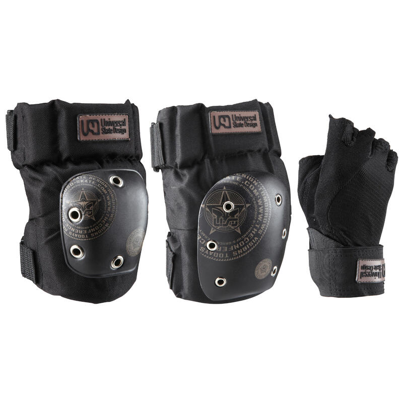 Protecciones Patines Adulto Rodilleras Coderas y Guantes USD Street Negro