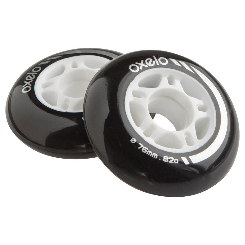 2 x 76mm 82A inline skate wheels OXELO Decathlon