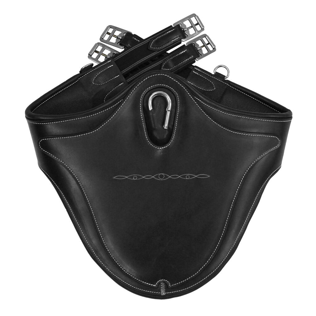 Romeo Horse Riding Leather Belly Guard For Horse/Pony - Black