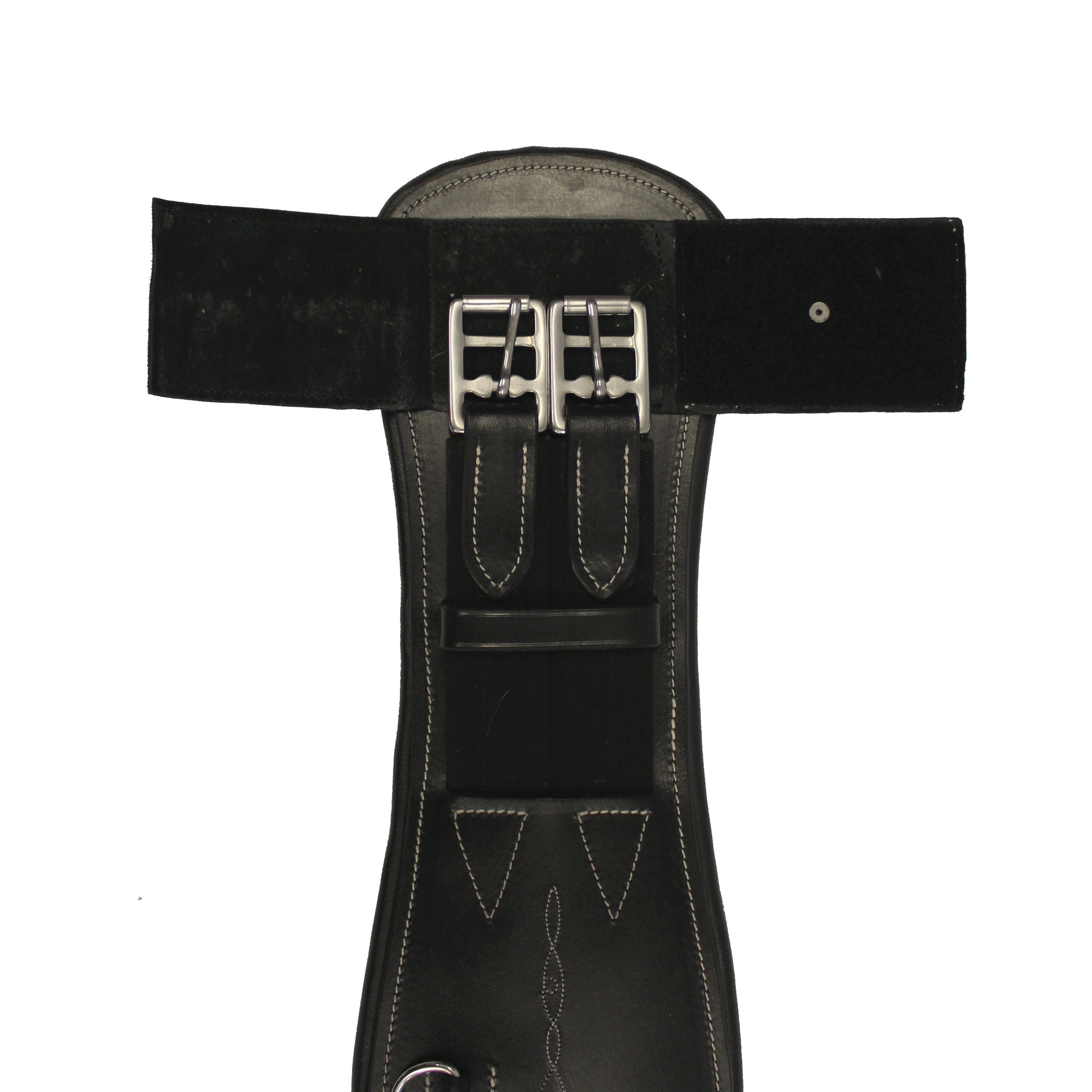 Horse Riding Leather Girth For Horse Or Pony Romeo - Black 3/4