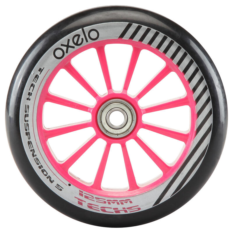 1 roue trottinette 125mm avec roulements rose