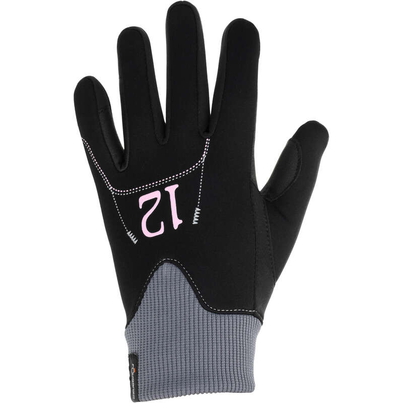 COLD WEATHER RIDING GLOVES WOMAN AND JUN Horse Riding - EASYWEAR KIDS GLOVES WARM BLACK FOUGANZA - Horse Riding