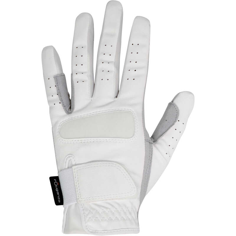 RIDING GLOVES ADULT - GRIPPY GLOVES WHITE FOUGANZA