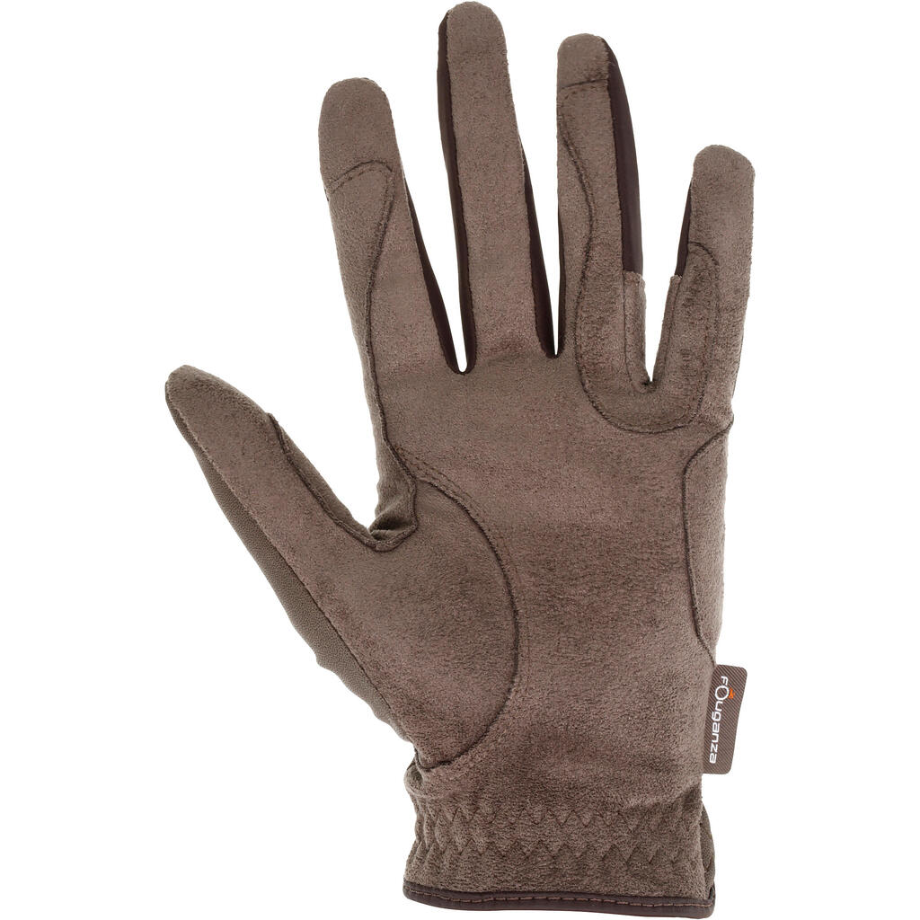 Grippy adult and children's horse riding gloves - brown