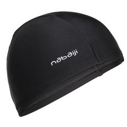 Mesh Fabric Swimming Cap, Sizes S and L - Black