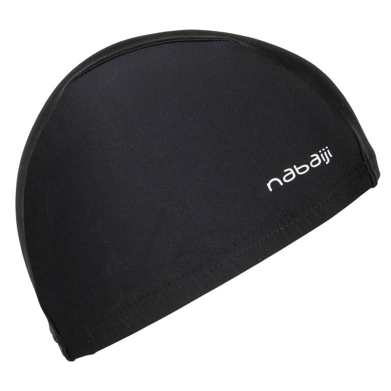 Mesh swim cap - plain fabric - black