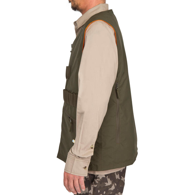 GILET CHASSE REVERSIBLE HOMME - STEPPE 300 FLUO/VERT