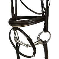 Horse & Pony Leather Bridle with French Noseband & Reins Edinburgh 500 - Brown