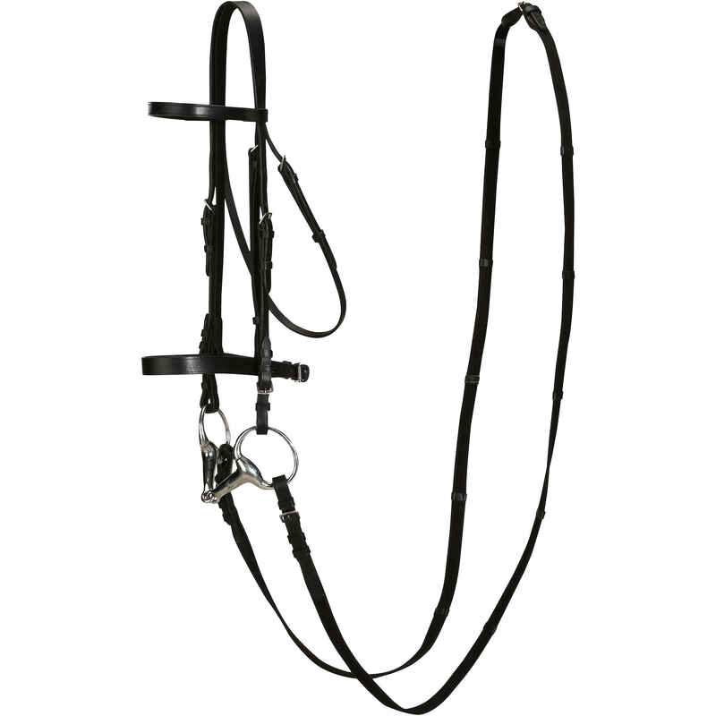 Horse Riding Leather Bridle With French Noseband & Reins for Horse & Pony 100