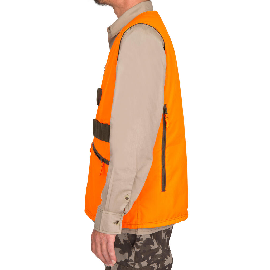 GILET CHASSE  REVERSIBLE  HOMME - STEPPE 300 FLUO/VERT