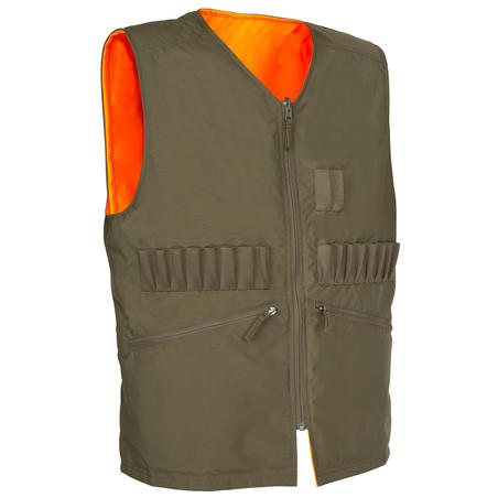 GILET CHASSE  REVERSIBLE  HOMME - STEPPE 300 FLUO/VERT