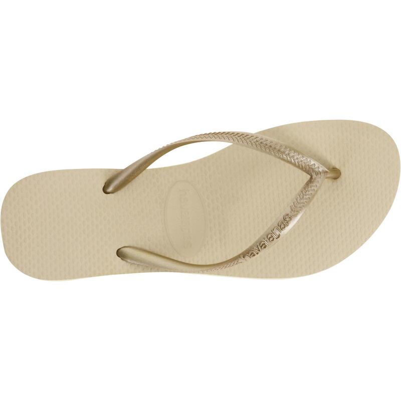 Chanclas playa Mujer Havaianas dedo beige dorado