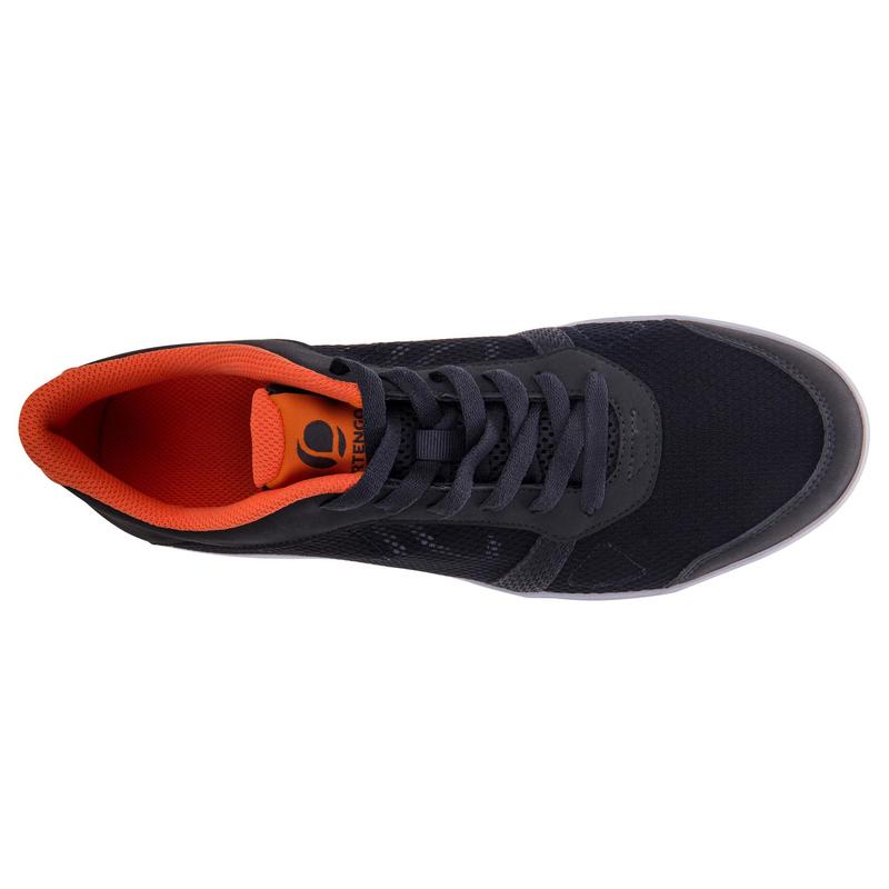 black and orange tennis shoes