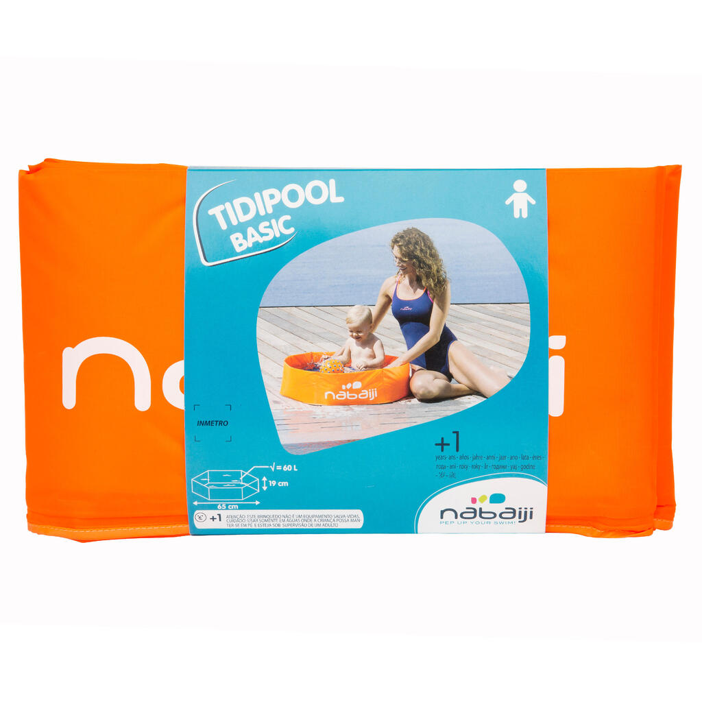 Piscinette enfant TIDIPOOL BASIC orange en mousse de 65 cm de diamètre