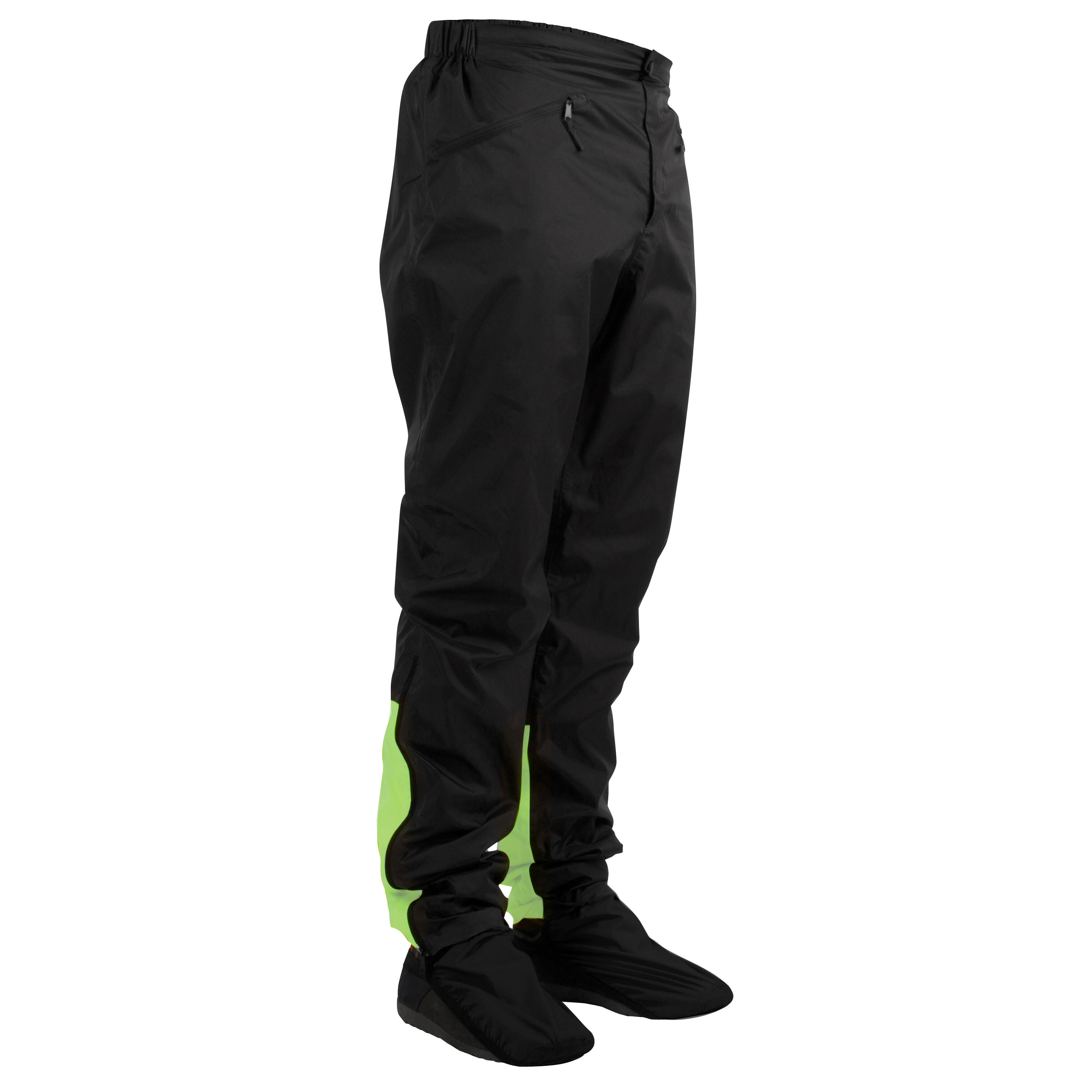 Decathlon UK Btwin Second Life - 900 Waterproof Cycling Overtrousers - Black/lime - Very Good | FREE Click & Collect at Stores and Asda. 365 Days return available.