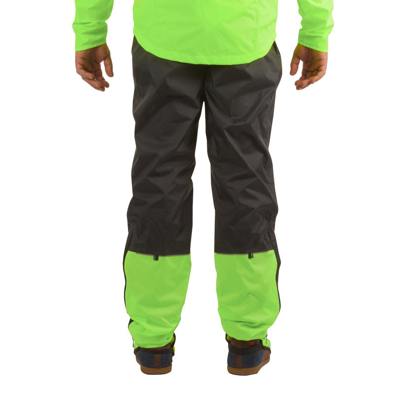 900 Urban Waterproof Cycling Trousers Black/Lime Decathlon