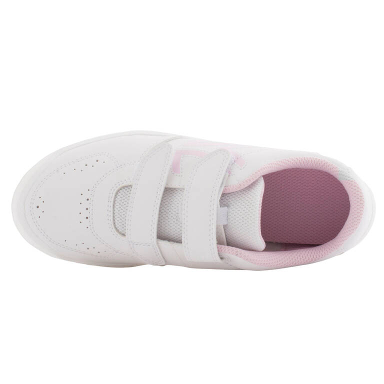 Sepatu Olahraga Tenis Anak TS100 Velcro - Putih Pink