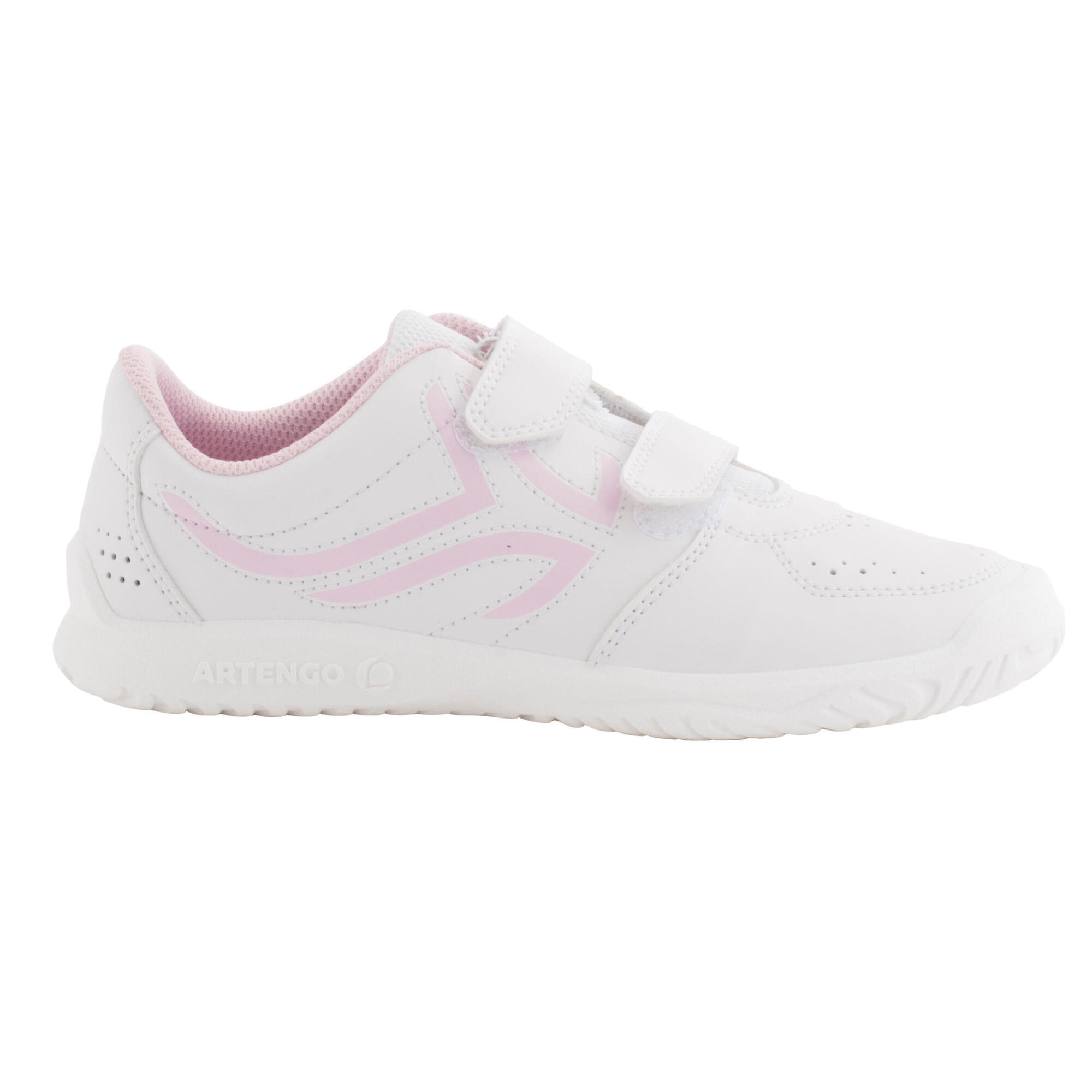 CHAUSSURES ENFANT TENNIS TS100 GRIP BLANC ROSE ARTENGO | artengo