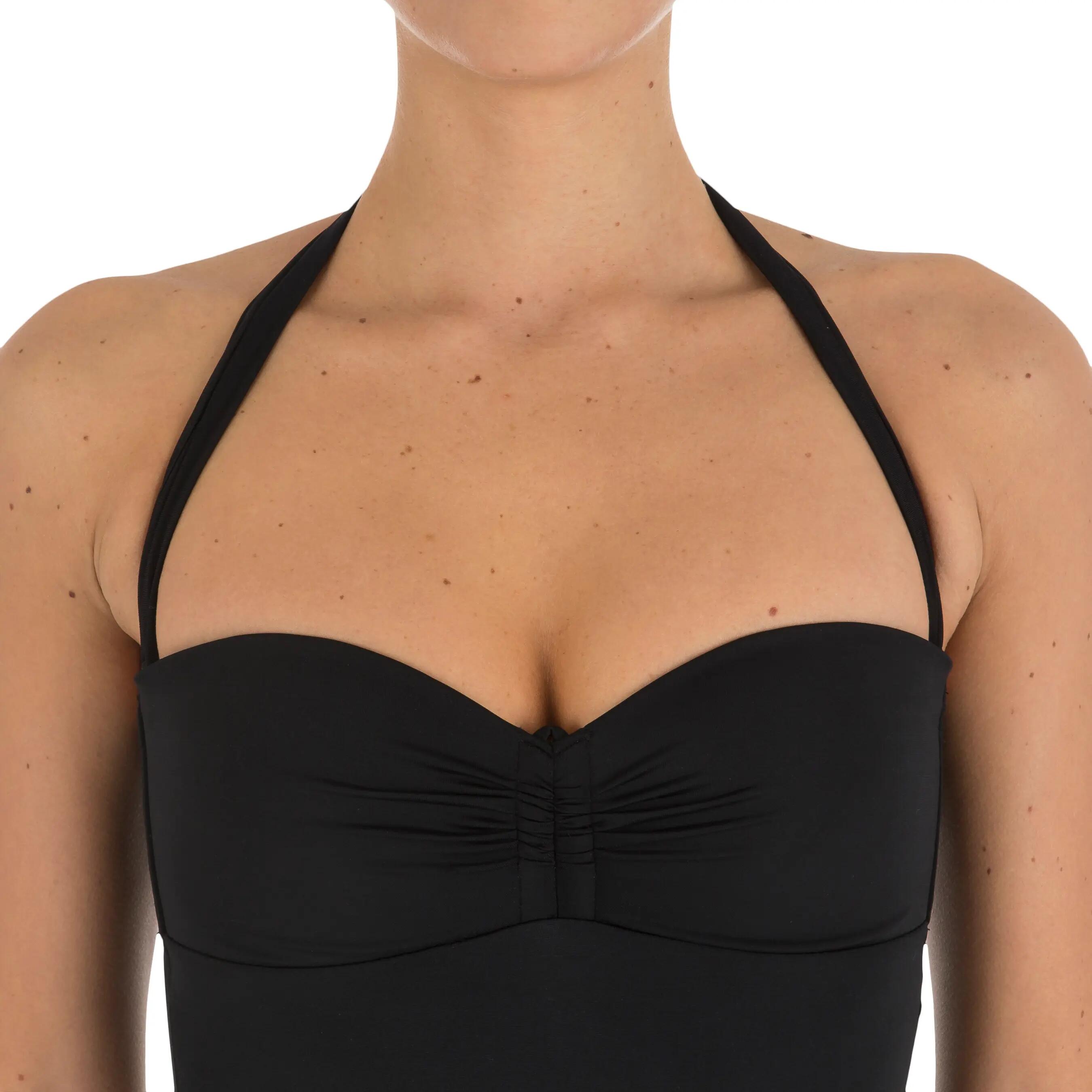 Coco Women's One-Piece Swimsuit with Padded Cups and Removable Neck Tie - Black 9/13